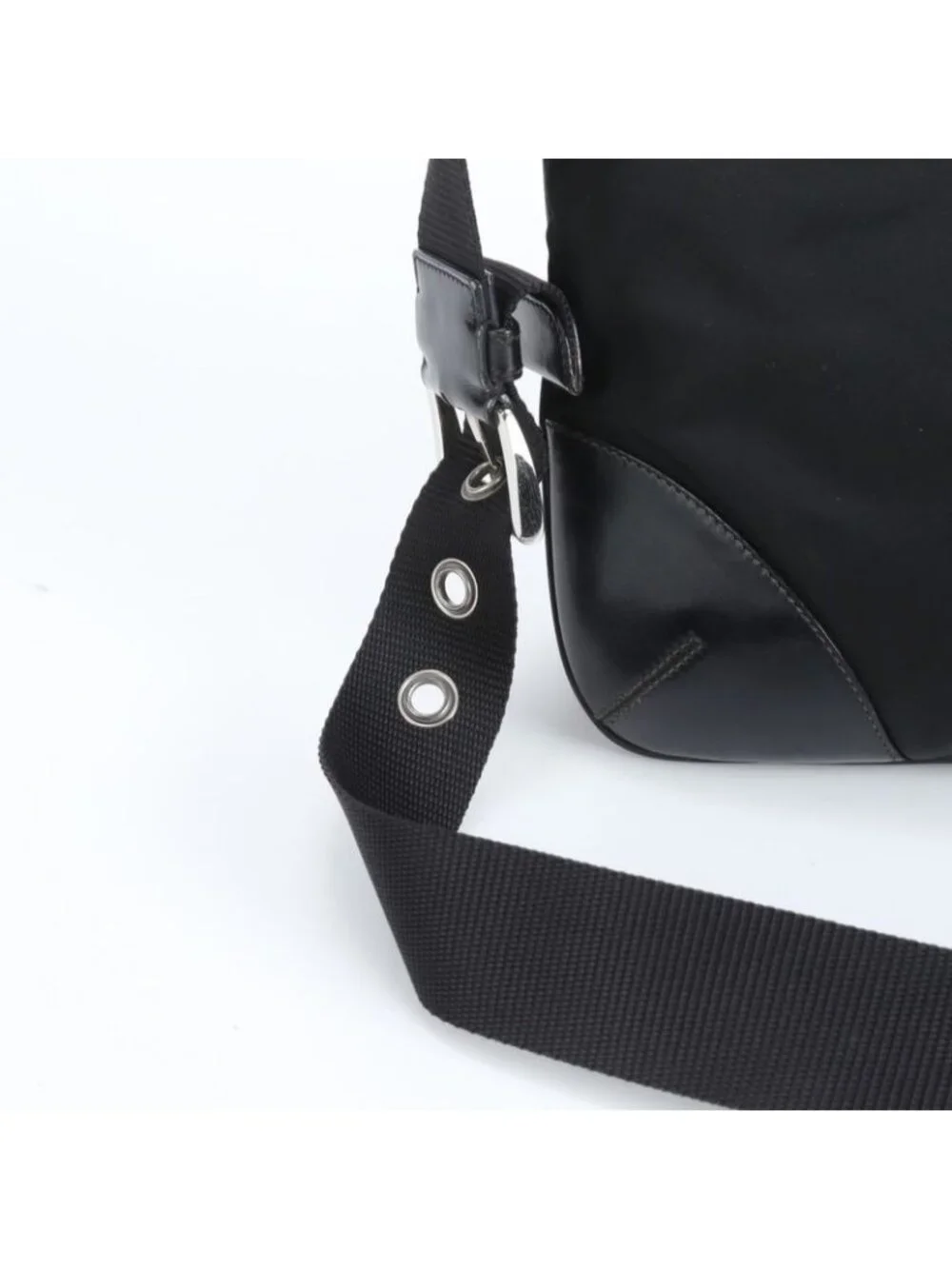 ★SOLD★ Prada Tessuto Nylon Triangle Logo Leather Shoulder Bag Crossbody - Picture 2 of 10